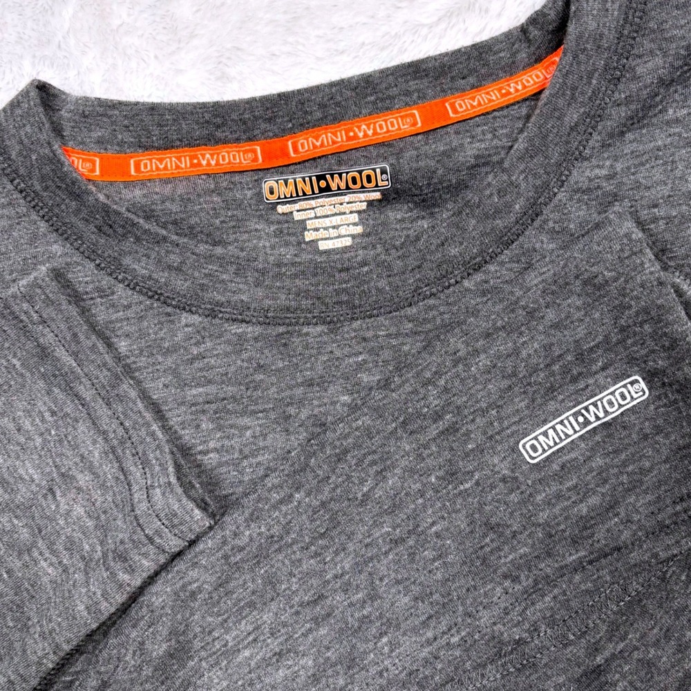 Omni-Wool Base Layer Top Men XL (FIT M) Charcoal Gray Thermal Wool Blend Long Sl